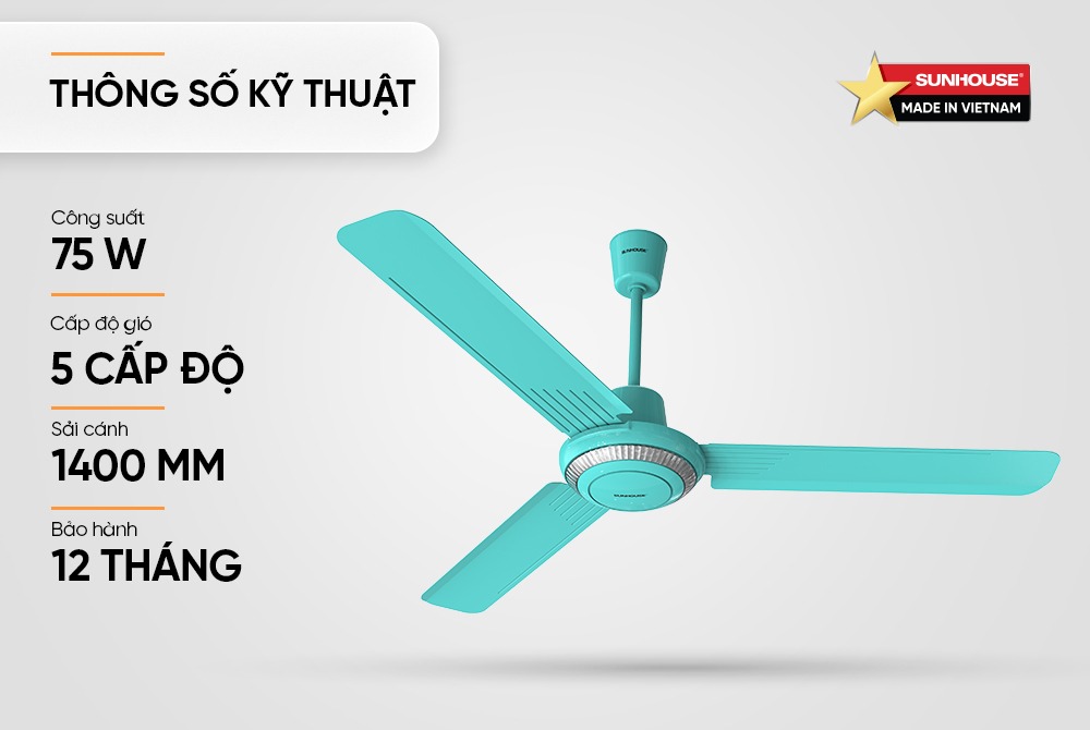 Quạt trần 3 cánh SUNHOUSE SHD7659GR