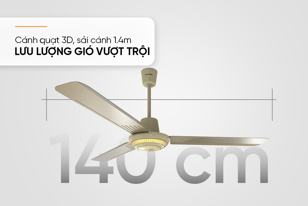Quạt trần 3 cánh SUNHOUSE SHD7659GY