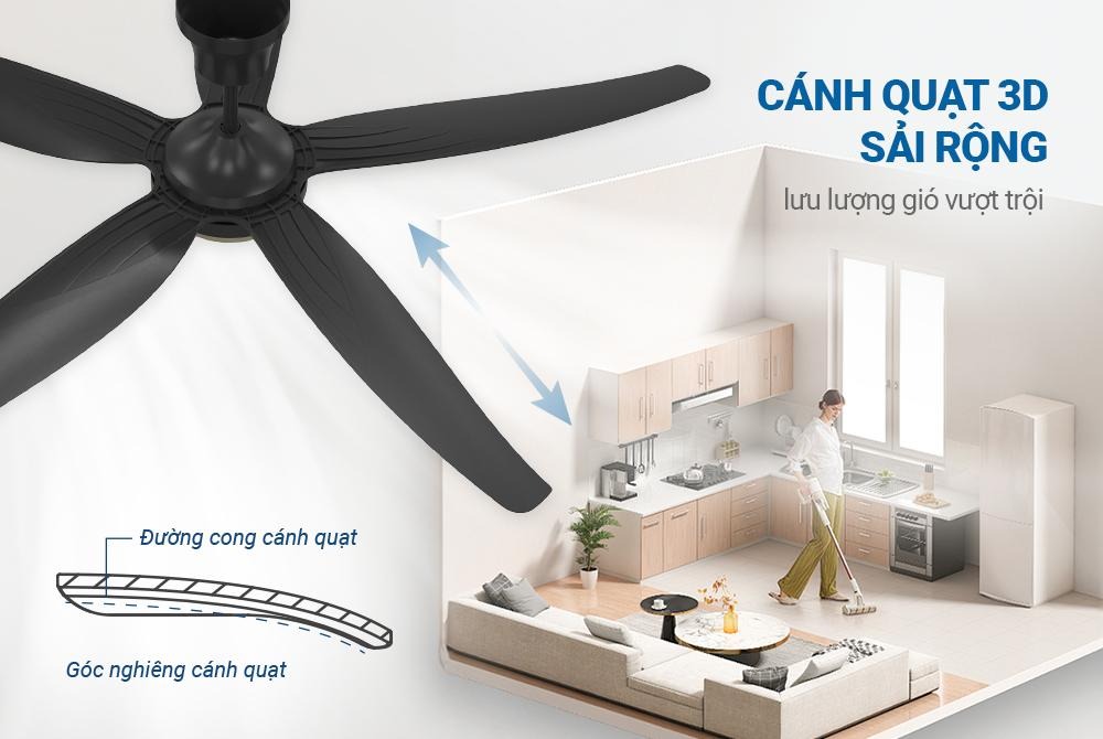 Quạt trần 5 cánh có đèn SUNHOUSE APEX APF7672B