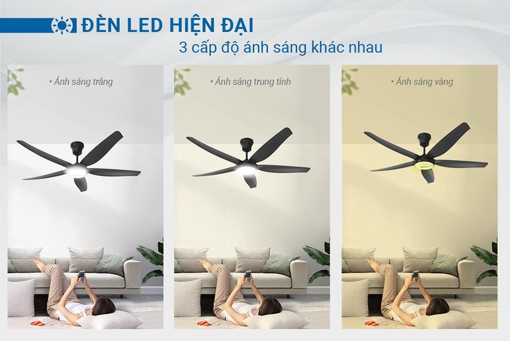 Quạt trần 5 cánh có đèn SUNHOUSE APEX APF7672B