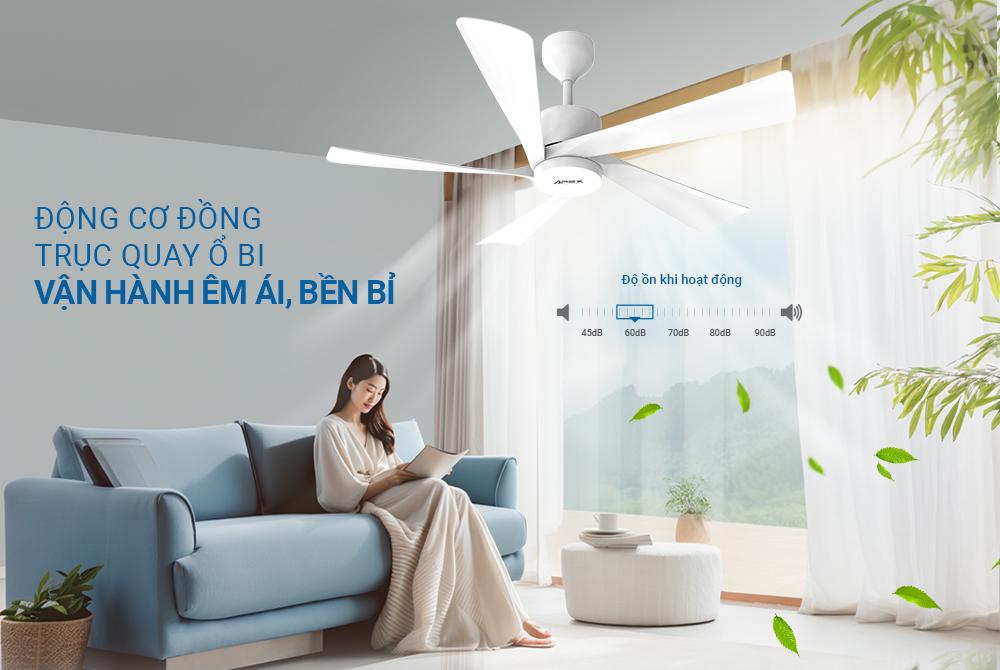 Quạt trần 5 cánh có đèn SUNHOUSE APEX APF7689W