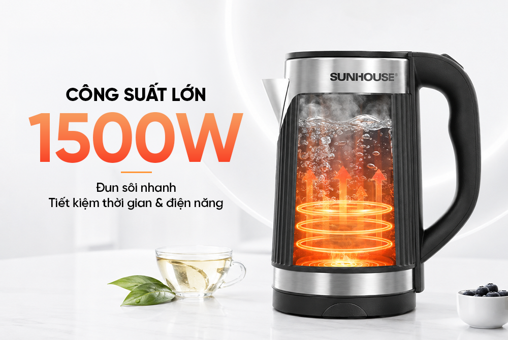Ấm siêu tốc Inox 2 lớp 3.5L SUNHOUSE SHD1367