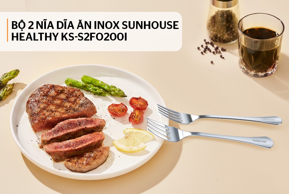 Bộ 2 nĩa dĩa ăn inox SUNHOUSE HEALTHY KS-S2FO200I