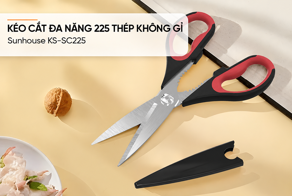 Kéo cắt đa năng 225 thép không gỉ SUNHOUSE KS-SC225