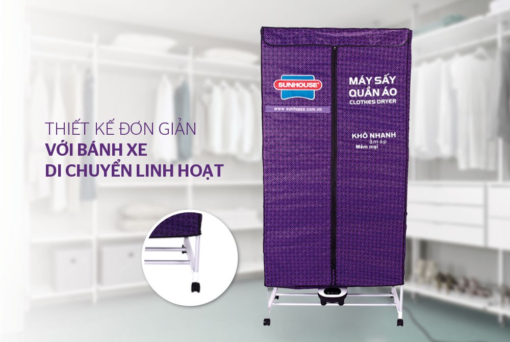 Máy sấy quần áo SUNHOUSE SHD2707 - Sấy trong 1 giờ