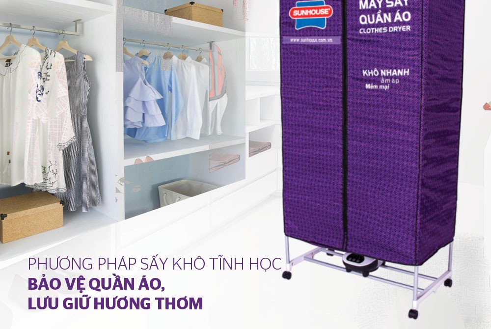 Máy sấy quần áo SUNHOUSE SHD2707 - Sấy trong 1 giờ