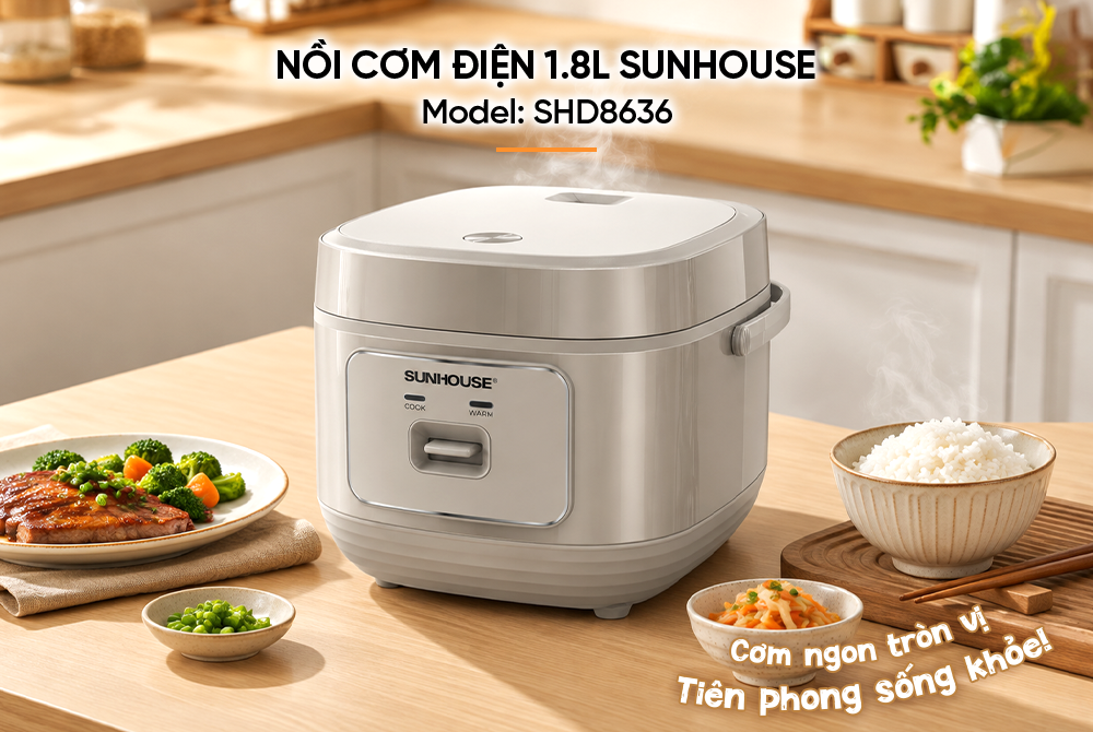 Nồi cơm điện 1.8L SUNHOUSE SHD8636