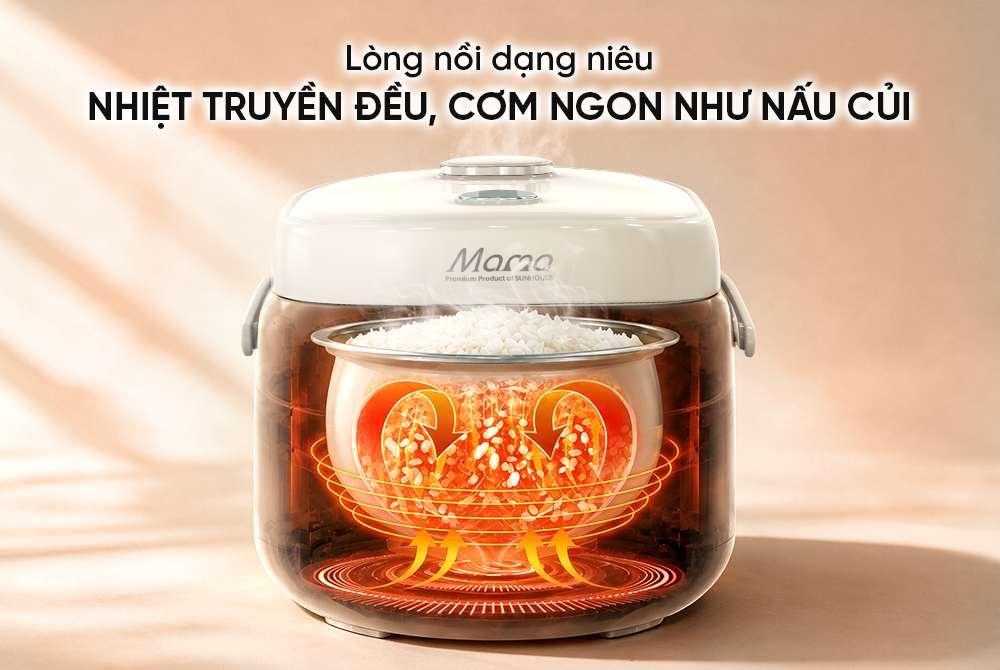 Nồi cơm điện tử 1.2L SUNHOUSE Mama SHD8856