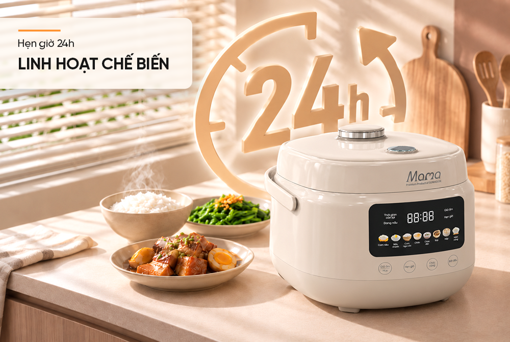 Nồi cơm điện tử 1.2L SUNHOUSE Mama SHD8856