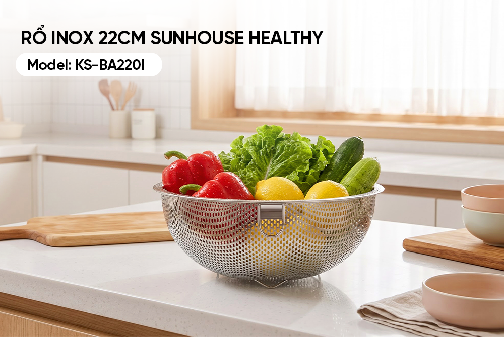Rổ inox 22cm SUNHOUSE Healthy KS-BA220I