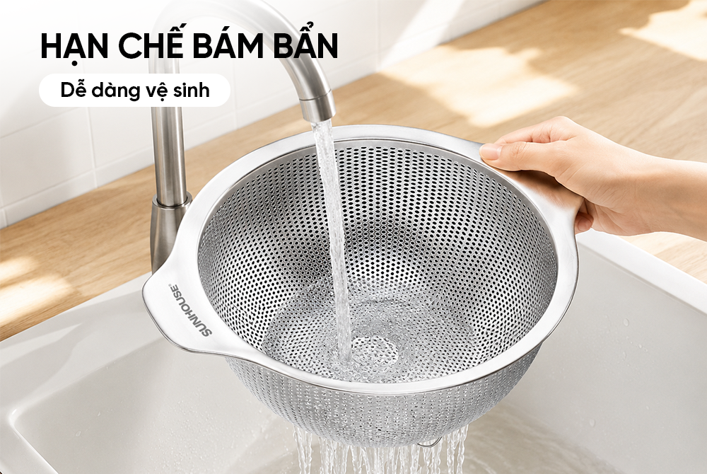 Rổ inox 304 có tay cầm SUNHOUSE HEALTHY KS-BA170LX