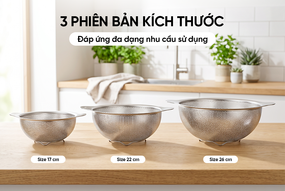Rổ inox 304 có tay cầm SUNHOUSE HEALTHY KS-BA170LX