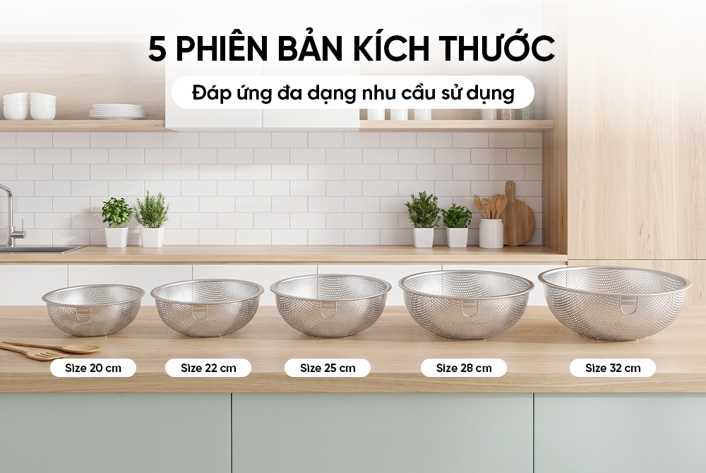 Rổ inox 32cm SUNHOUSE Healthy KS-BA320I