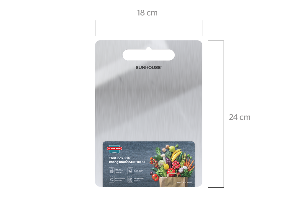 Thớt inox 304 kháng khuẩn SUNHOUSE KS-CH2418S