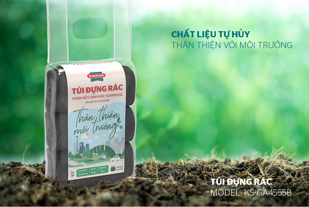 Túi đựng rác phân hủy sinh học SUNHOUSE KS-GA4555BS